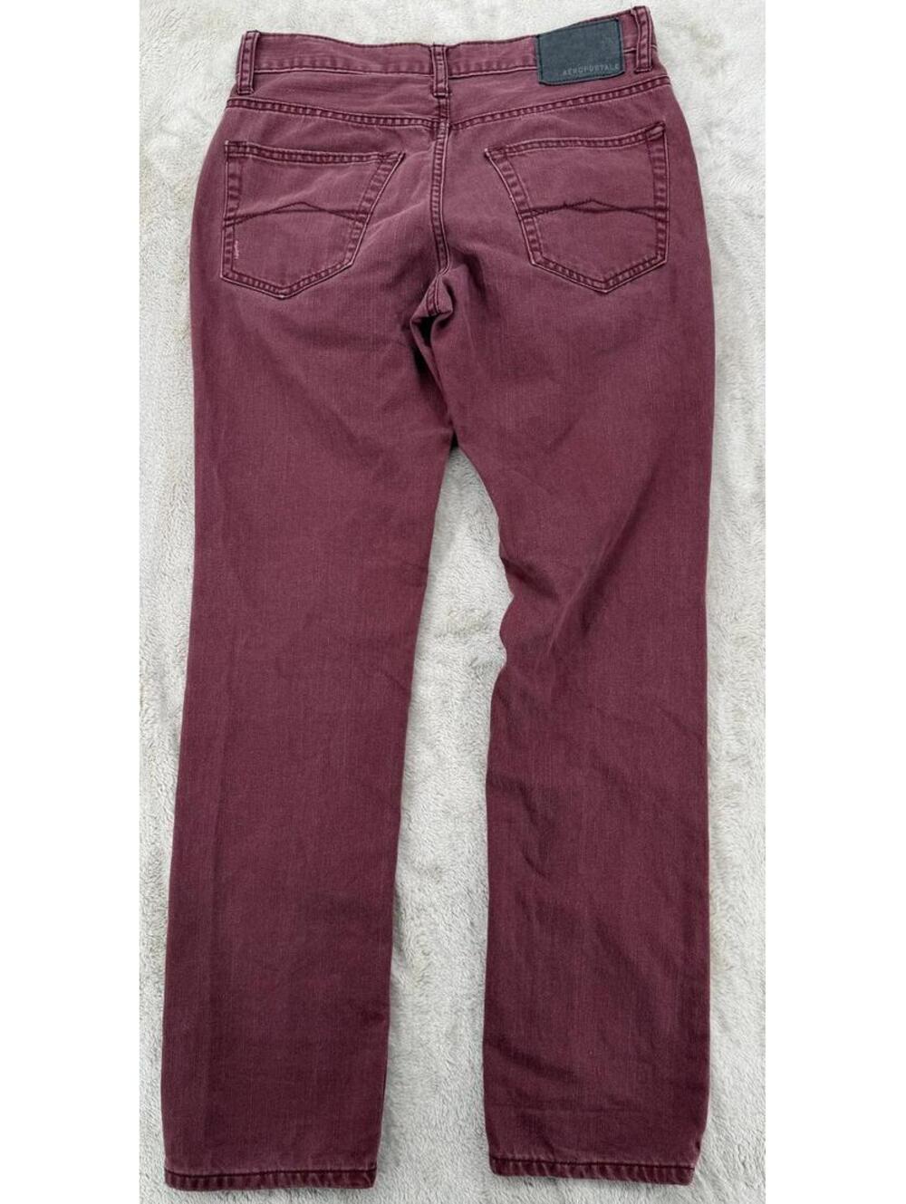 Aeropostale Distressed Slim Fit Jeans 28/30 Cotton Burgundy‎ - Picture 7 of 9
